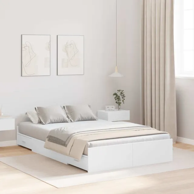 vidaXL Opbergbedframe met lade Wit 120 x 200 cm Bewerkt hout