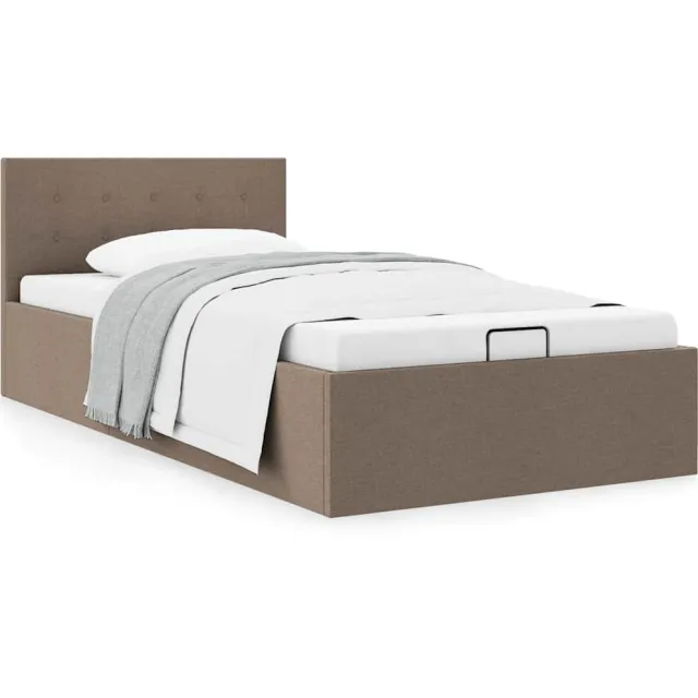 vidaXL Bedframe met hydraulische opslag stof taupe 100x200 cm