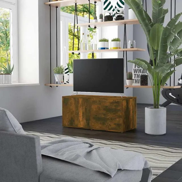 vidaXL Tv-meubel 80x34x36 cm bewerkt hout gerookt eikenkleurig, foto 2