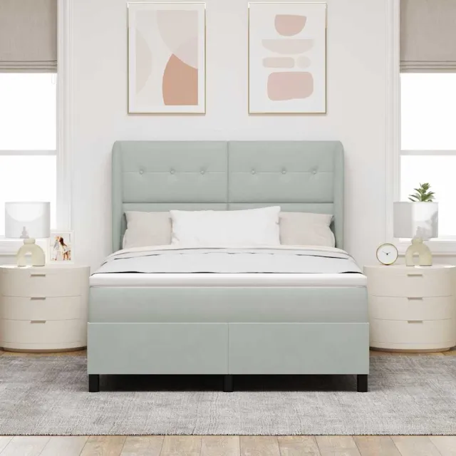 vidaXL Boxspringbed met hoofdeinde Lichtgrijs 200 x 160 cm Fluweel