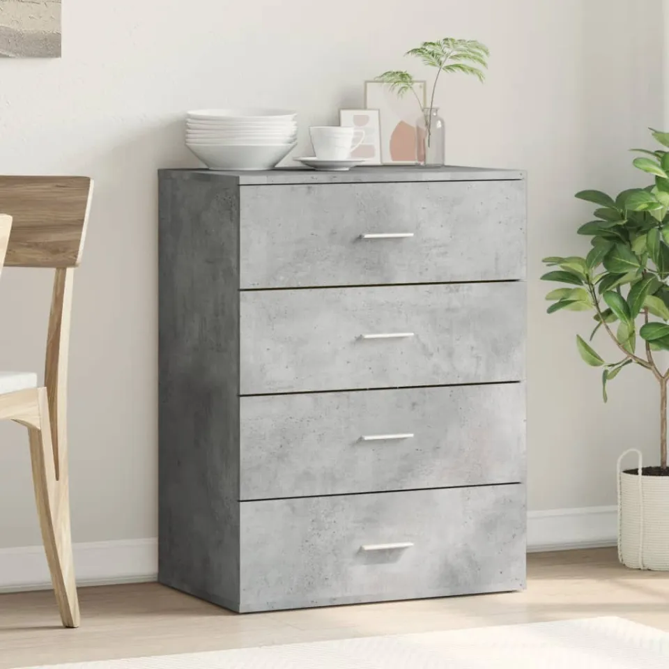 vidaXL Dressoir 60x39x80 cm bewerkt hout betongrijs grijs, foto 3