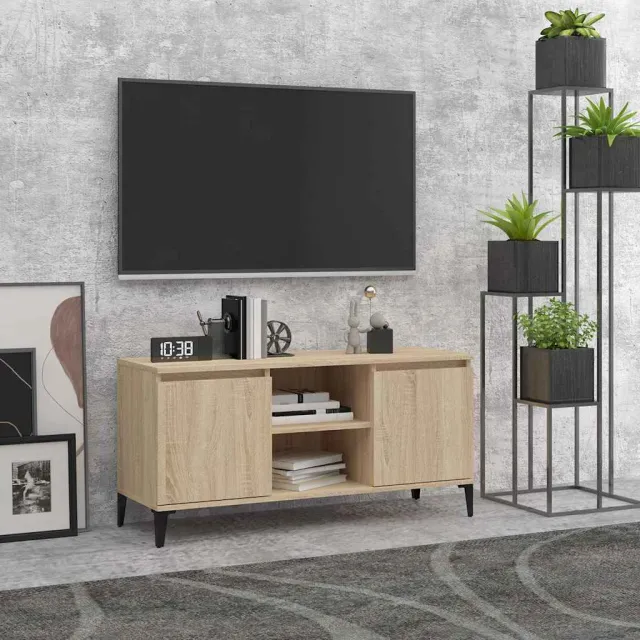 vidaXL Tv-meubel met metalen poten 103,5x35x50 cm sonoma eikenkleurig, foto 2