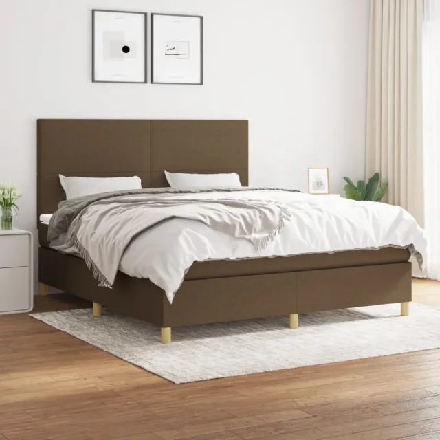 vidaXL Boxspring met matras stof donkerbruin 160x200 cm bruin