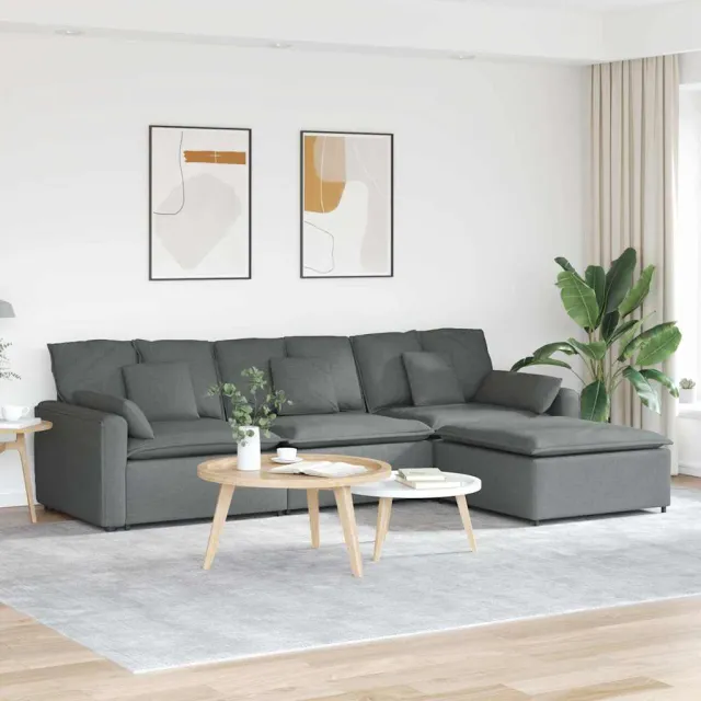 vidaXL Modulaire bank met voetenbank en kussens donkergrijs