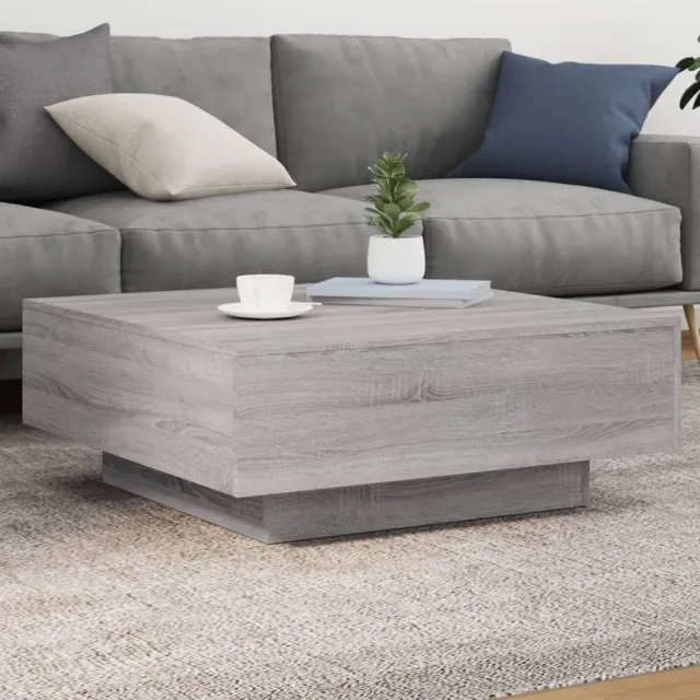 vidaXL Salontafel met LED-verlichting 80x80x31 cm grijs sonoma eiken