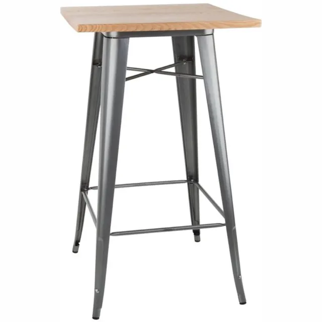 Bistro Bartafel Met Houten Blad Grijs - Bolero