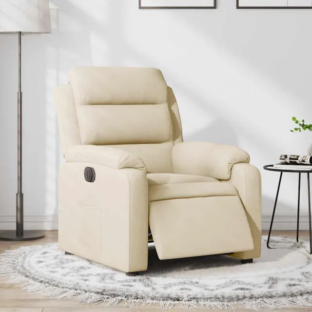 vidaXL Fauteuil verstelbaar elektrisch stof crèmekleurig