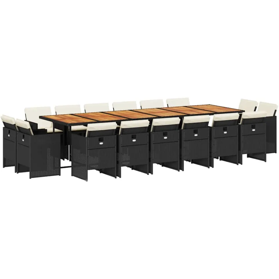 vidaXL 17-delige Tuinset met kussens poly rattan zwart, foto 3