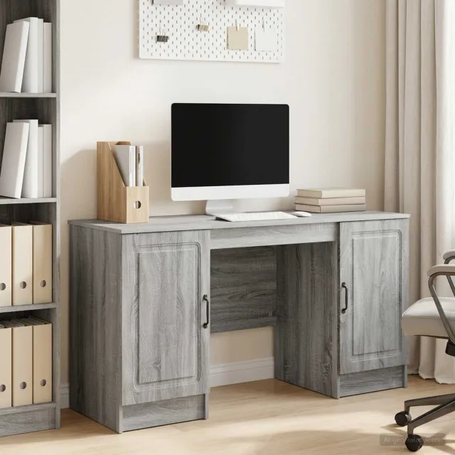 vidaXL Bureau Grijs sonoma 142,5 x 50 x 75 cm Bewerkt hout, foto 2