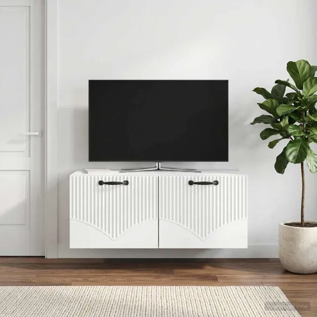 vidaXL Wandbeugel TV-kast Wit 78,5 x 31 x 30 cm Bewerkt hout, foto 2