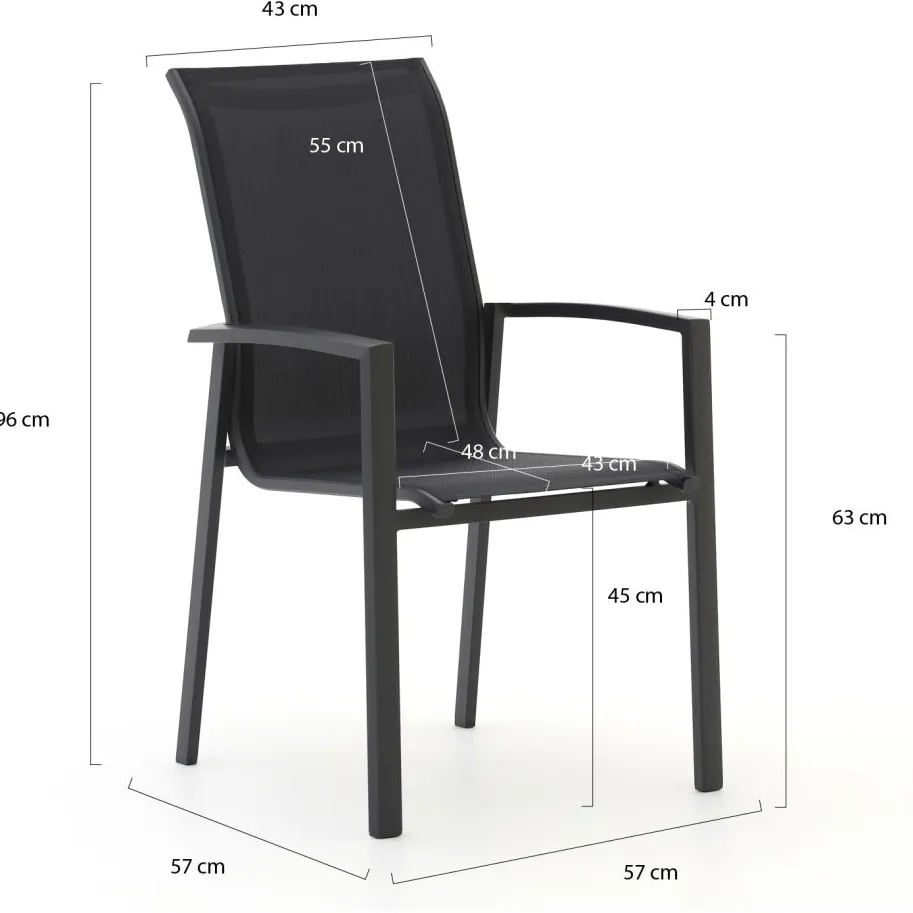 Forza Furniture Forza Centallo/Fidenza 160cm dining tuinset 5-delig stapelbaar, foto 2