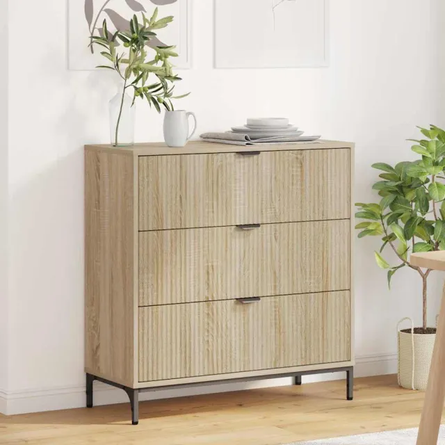 vidaXL Dressoir Sonoma Eiken 79,5 x 33 x 82 cm Bewerkt hout, foto 2