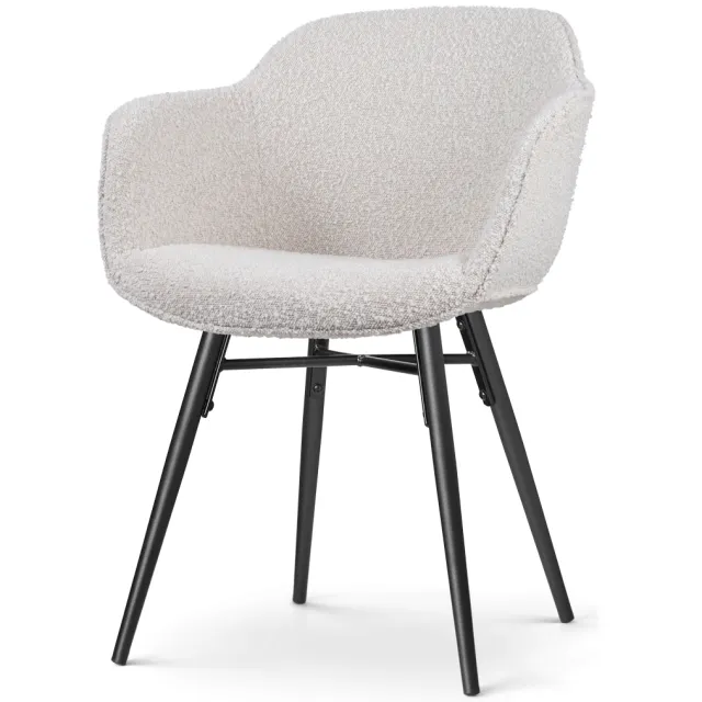 Nolon Nena-Mare eetkamerstoel bouclé beige - zwart houten onderstel, foto 2