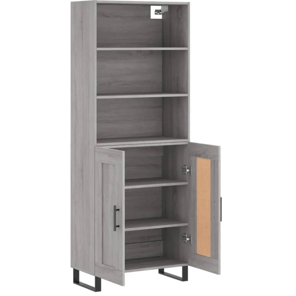 vidaXL Hoge kast 69,5x34x180 cm bewerkt hout grijs sonoma eikenkleurig
