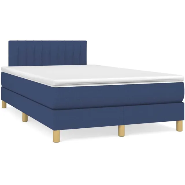 vidaXL Boxspring met matras en LED stof blauw 120x190 cm