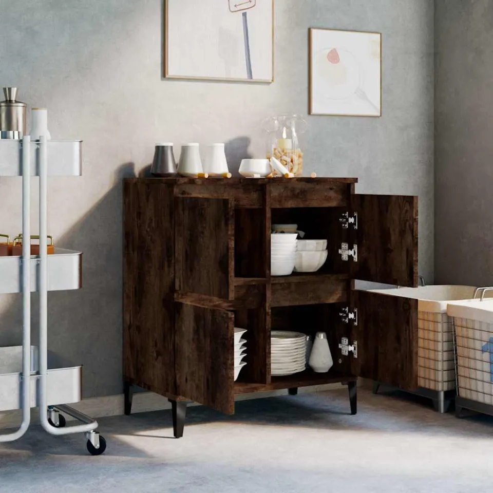 vidaXL Dressoir 60x35x70 cm bewerkt hout gerookt eikenkleurig, foto 3