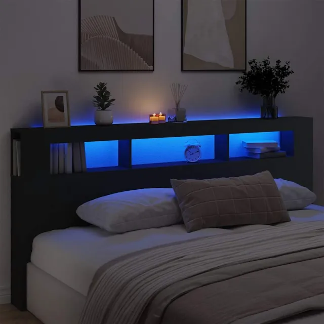 vidaXL Hoofdeinde met LED 220x18,5x103,5 cm bewerkt hout zwart