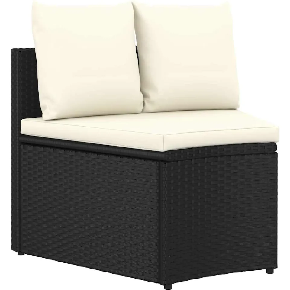 vidaXL 9-delige Loungeset met kussens poly rattan zwart