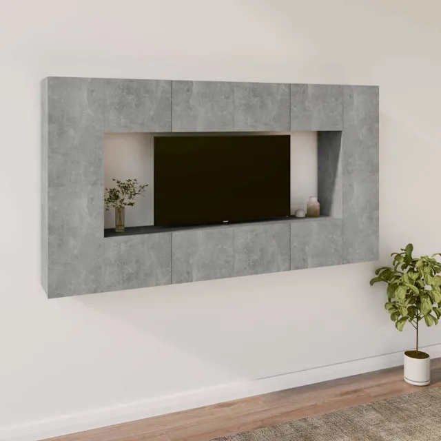 vidaXL 8-delige Tv-meubelset bewerkt hout betongrijs grijs, foto 2