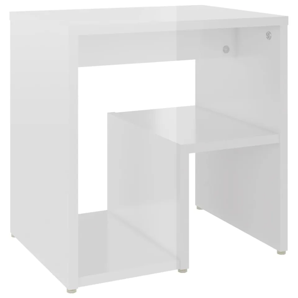vidaXL Nachtkastje 40x30x40 cm bewerkt hout hoogglans wit, foto 4