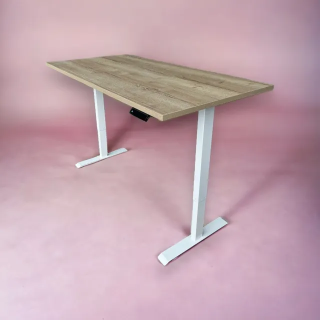 FERBOX - Kantoor & Design Zit-sta bureau Ferbox - halifax natuur eiken - wit onderstel - met memory functie en USB oplaadmogelijkheid - 180 x 80 - NIEUW