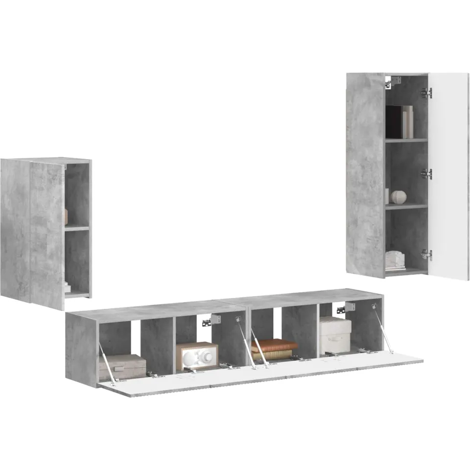 vidaXL Tv-meubelset 4 st Beton Grijs Bewerkt hout