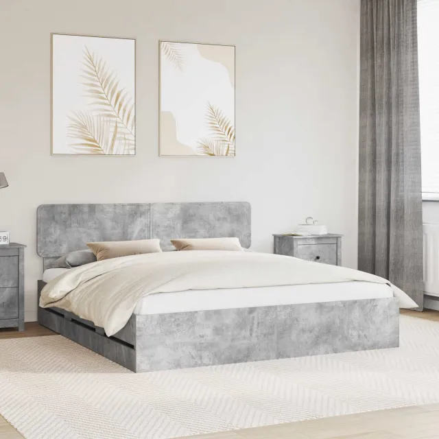 vidaXL Bedframe met lade Beton Grijs 180 x 200 cm Geconstrueerd hout