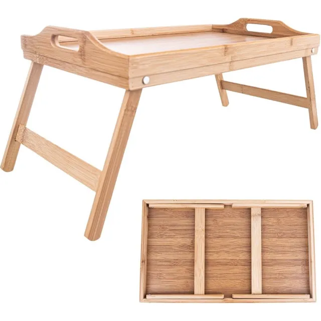 orion group Ontbijttafel Houten Opvouwbaar 50x30x24,5 cm - Bedtafel - Tafeltje - Laptoptafel - Tafeltje - Tablettafel bruin