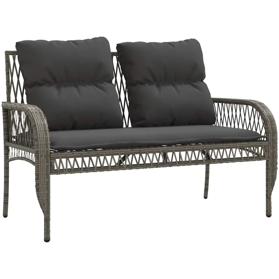 vidaXL 4-delige Loungeset met kussens poly rattan grijs, foto 2