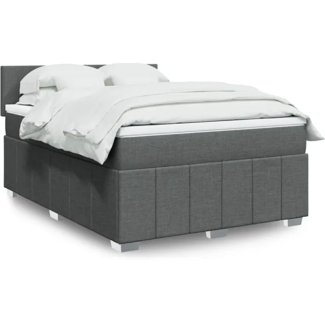 vidaXL Boxspring met matras stof donkergrijs 140x200 cm grijs