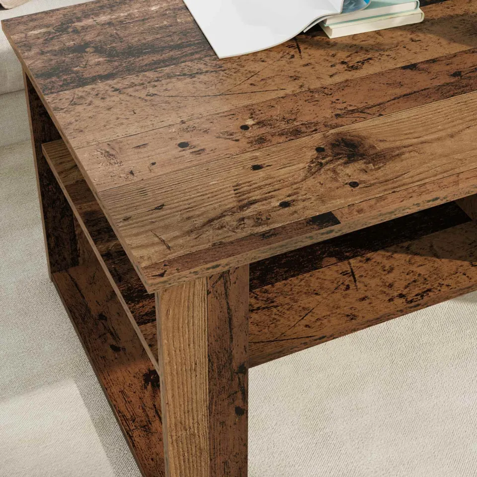 vidaXL Salontafel Oudhout 96 x 54 x 44 cm Bewerkt hout bruin, foto 4