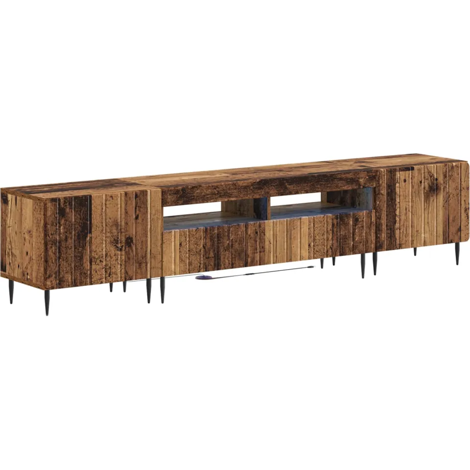 vidaXL 3-delige LED TV-kast ZWOLLE Oud hout Bewerkt hout Grijs