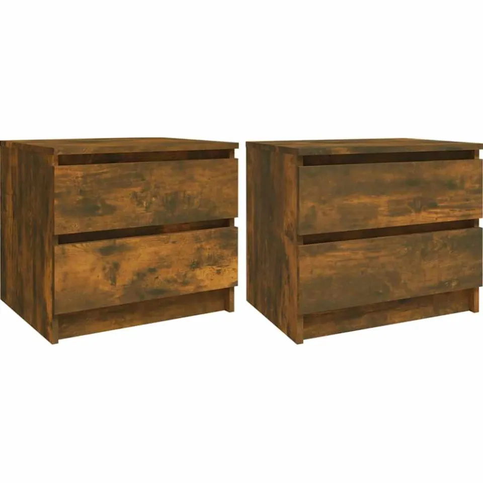 vidaXL Nachtkastjes 2 st 50x39x43,5 cm bewerkt hout gerookt eikenkleur, foto 3