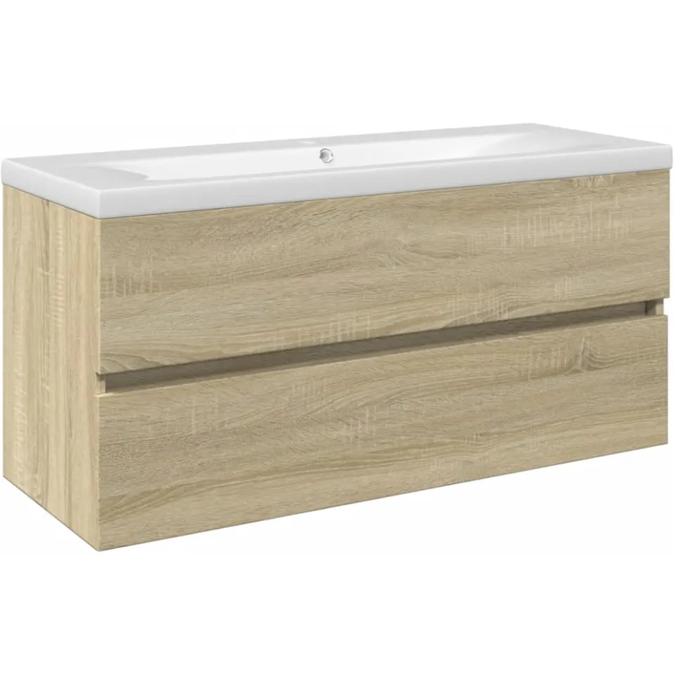 vidaXL 2-delige Badkamermeubelset keramiek en bewerkt hout bruin, foto 3
