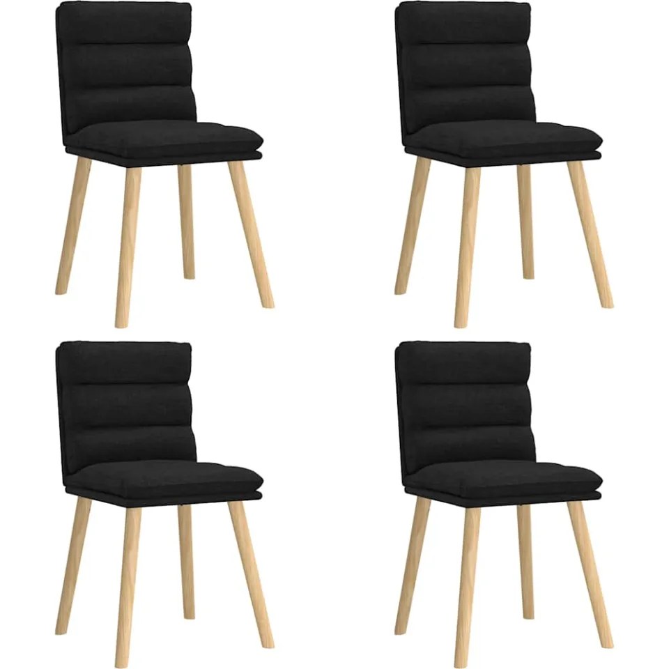 vidaXL Eetkamerstoelen 4 st stof zwart, foto 3