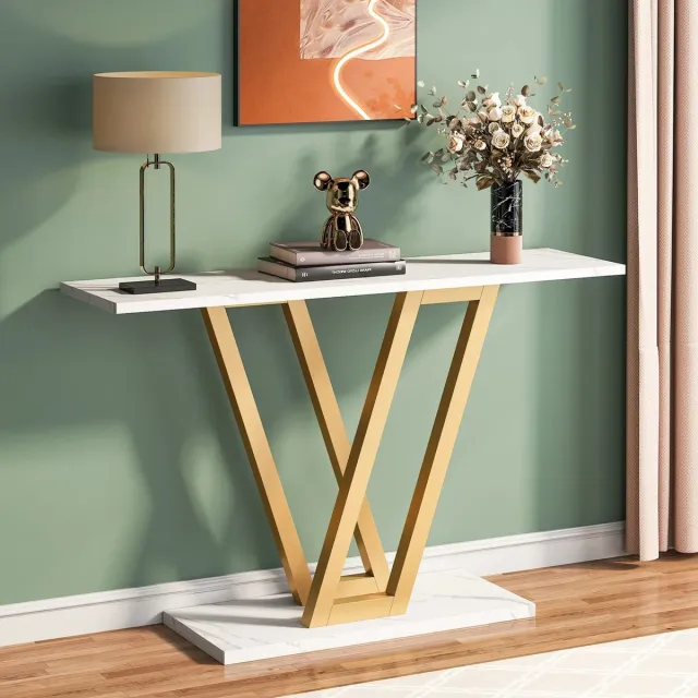 Tribesigns Wandtafel - Haltafel - Consoletafel - Meubels - Industrieel - Console Tafel Voor Hal - Woonkamer - Entree -Sidetable Wit