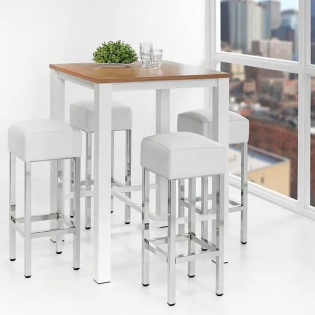 ABC Kantoormeubelen Hoge tafel: Statafel of bartafel 80x80cm Licht grijs Logan Eiken