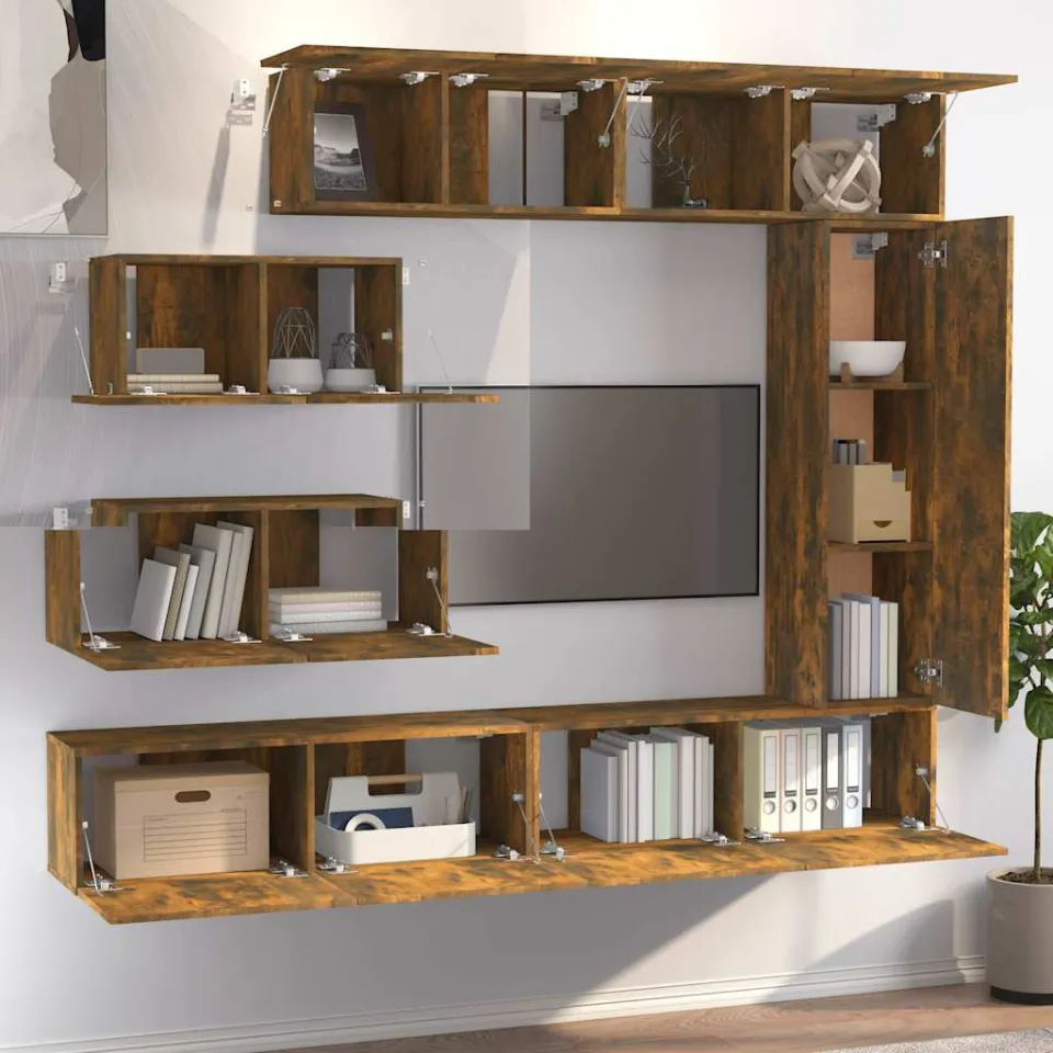 vidaXL 7-delige Tv-meubelset bewerkt hout gerookt eikenkleurig, foto 3