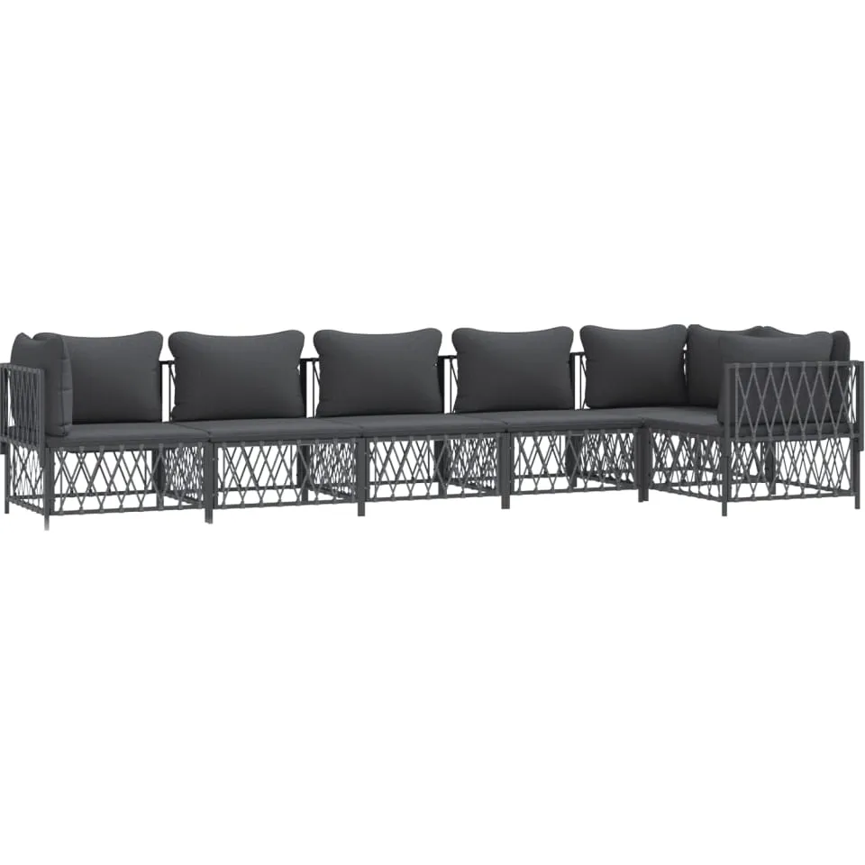 vidaXL 6-delige Loungeset met kussens staal antracietkleurig Anthraciet