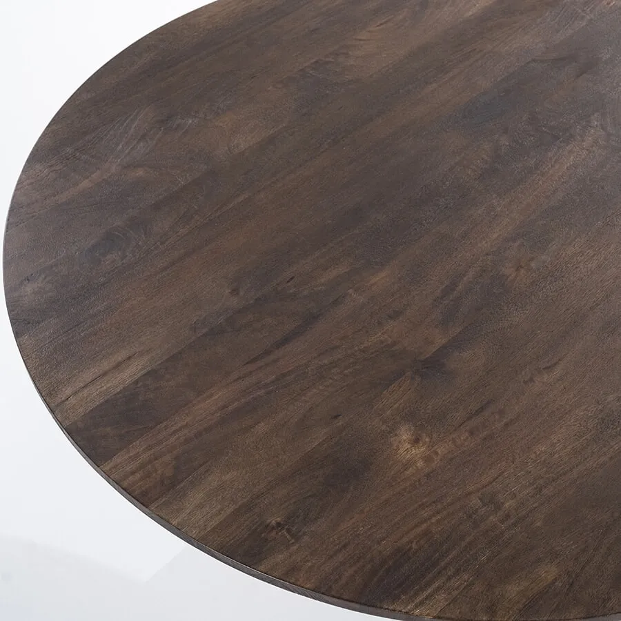 Eleonora Ronde Eettafel 'Aron' Mangohout, kleur Bruin, 130cm, foto 8