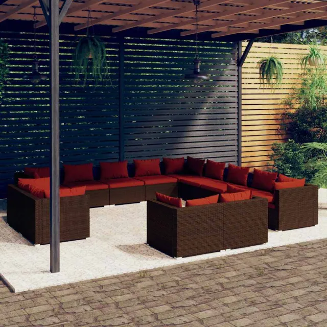 vidaXL 13-delige Loungeset met kussens poly rattan bruin, foto 2
