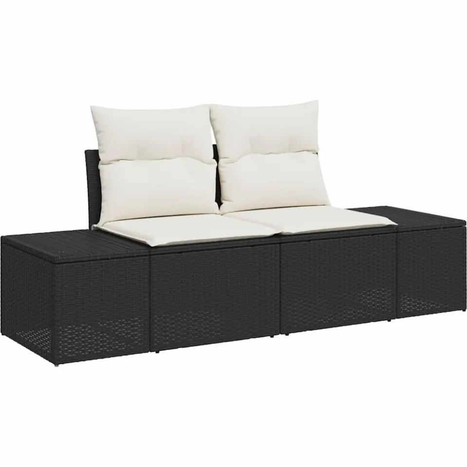 vidaXL Tuinbankenset 9 st Zwart en Crème poly rattan