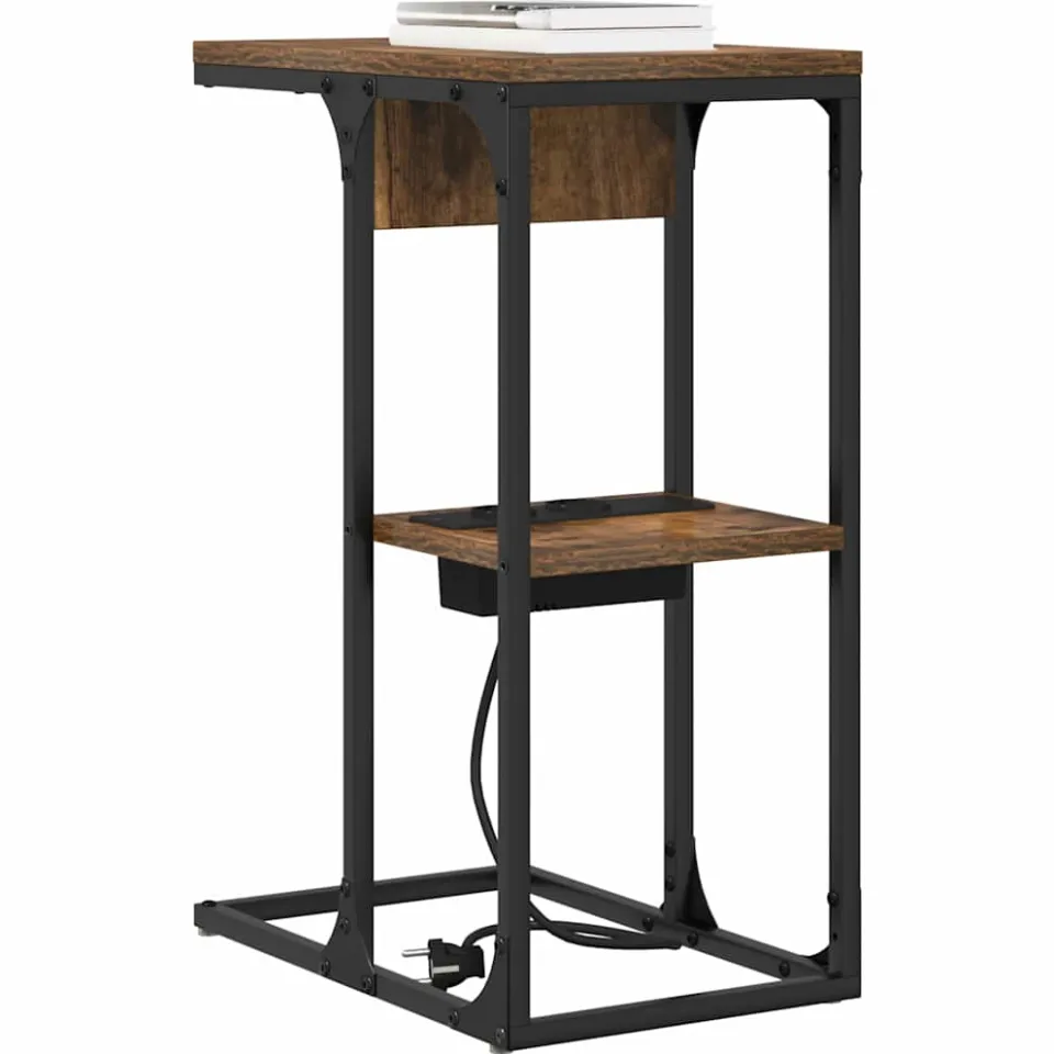 vidaXL Nachtkastje Gerookt eiken 41,5 x 26 x 60,5 cm Bewerkt hout Bruin