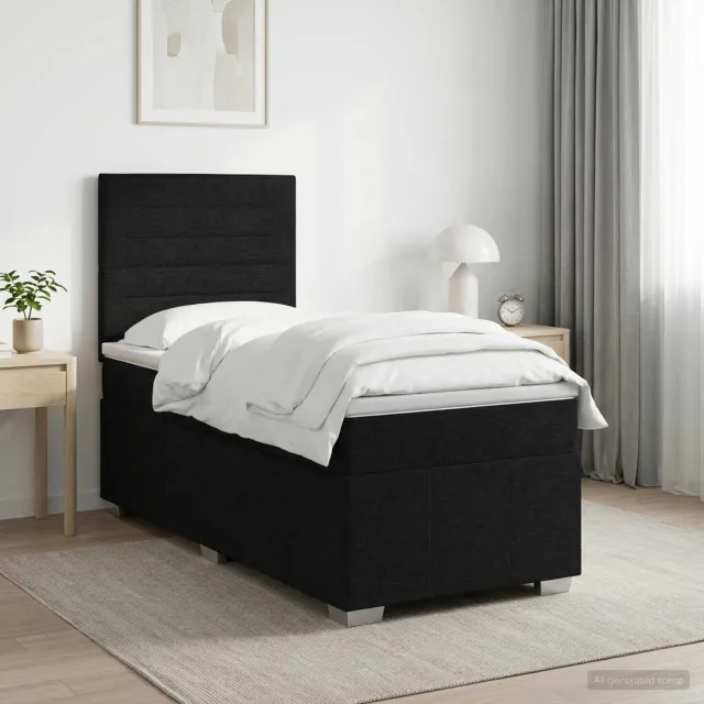 vidaXL Boxspringbed met matras met hoofdeinde Zwart 100 x 200 cm Stof