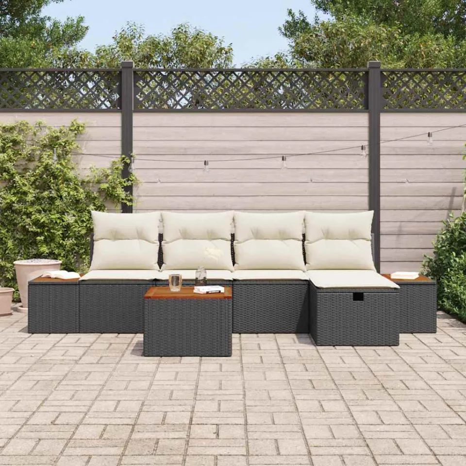 vidaXL Tuin Sofa Set 6 st Zwart poly rattan, foto 3