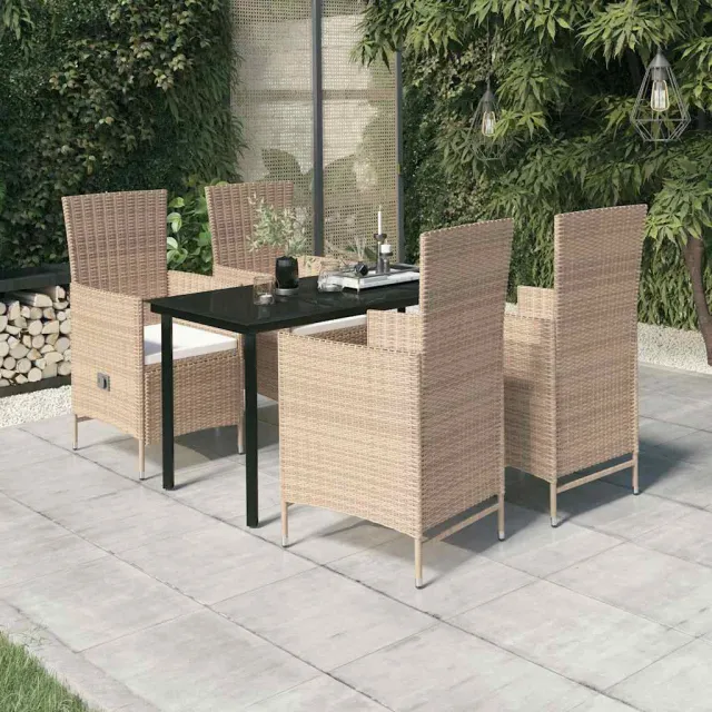 vidaXL 5-delige Tuinset met kussens beige, foto 2