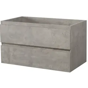 Aquazuro Wastafelonderkast Napoli 90cm - Betongrijs - Met 2 Lades - 89,4x50x47,5cm Wood other