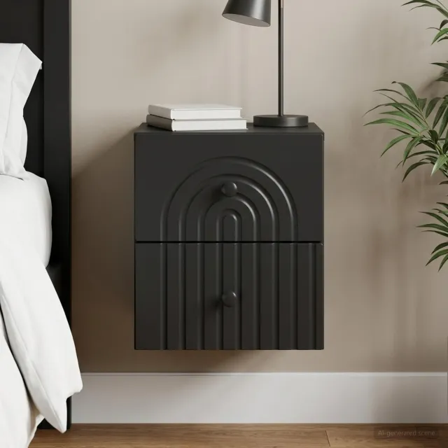 vidaXL Wandbeugel Bedkast Zwart 33 x 34,5 x 40 cm Bewerkt hout, foto 2