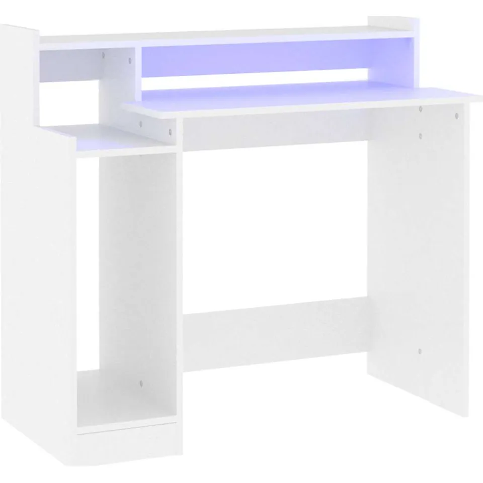 vidaXL Bureau met LED-verlichting 97x45x90 cm bewerkt hout wit