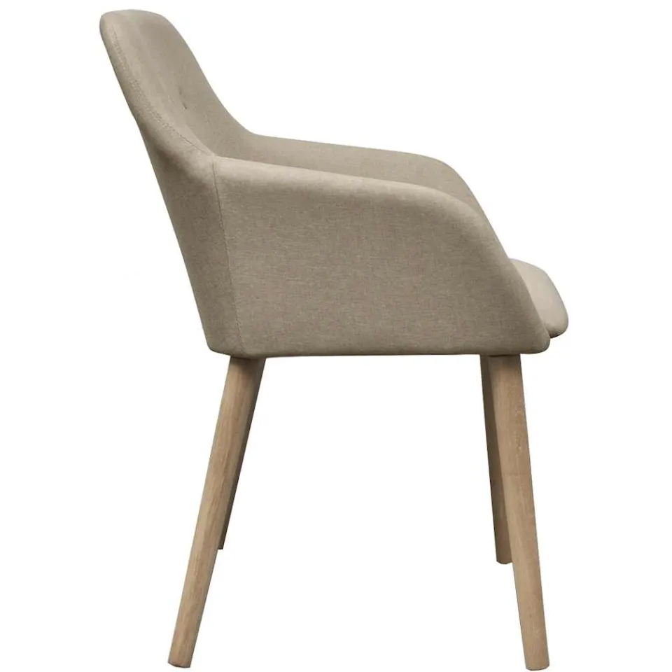 vidaXL Eetkamerstoelen 6 st stof en massief eikenhout beige, foto 4